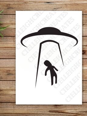*2 for $20* Alien UFO vinyl decal Sticker Handcrafted